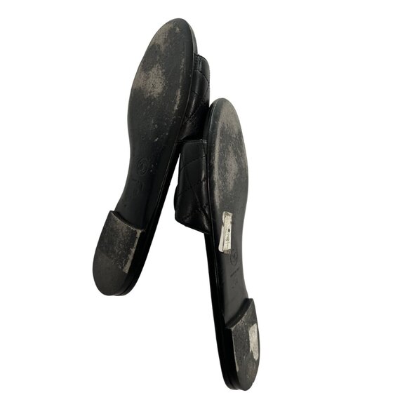 Chanel Logo Quilted Turnlock Mules Sandals in Black - Picture 6 of 8